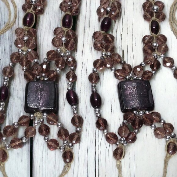 NEW Purple Glass Beaded Barefoot Sandals. Beach or bellydance foot jewelry. - Picture 5 of 6